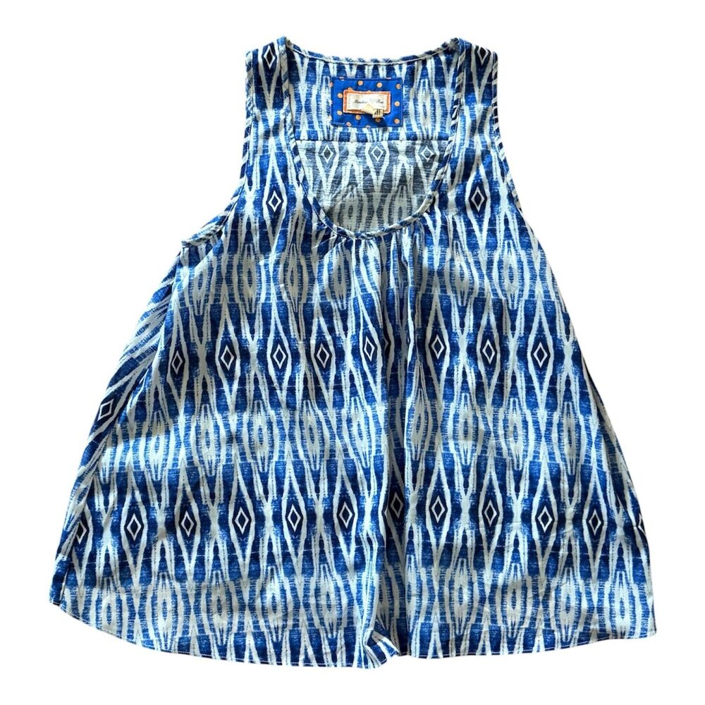 Meadow Rue Anthropologie Merlon Boho Sleeveless Tank Split Back Layer Blue XS